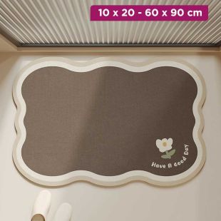 Diatom Mud Quick-Drying Non-Slip Bathroom and Kitchen Floor Mat - Wave Flower