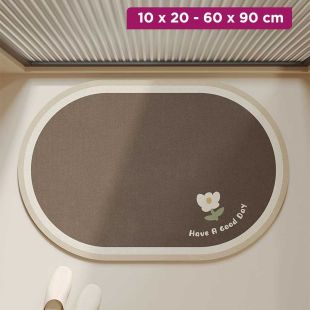 Diatom Mud Quick-Drying Non-Slip Bathroom and Kitchen Floor Mat - Oval Flower