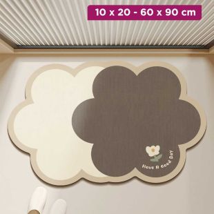 Diatom Mud Quick-Drying Non-Slip Bathroom and Kitchen Floor Mat - Double Flower Style
