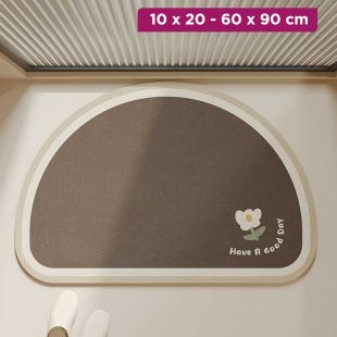 Diatom Mud Quick-Drying Non-Slip Bathroom and Kitchen Floor Mat - Semicircle Flower