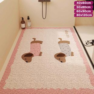 Non-Slip Bathroom Mat with Cartoon Dogs Design
