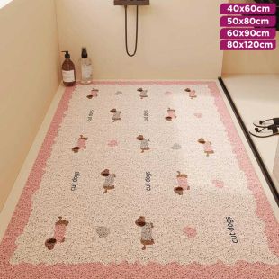Non-Slip Bathroom Mat with Cute Dogs Design