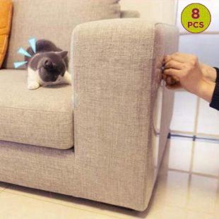 8Pcs Sofa Protection Sticker Transparent Cat Scratch
