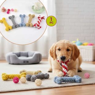 Cotton Rope Bone Strong for Pet Teeth - 1Pcs Assorted Colors