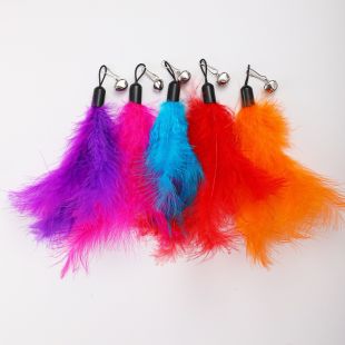 Interactive Cat Toy Teaser Wand Replacement Feather Head - 5 Pcs