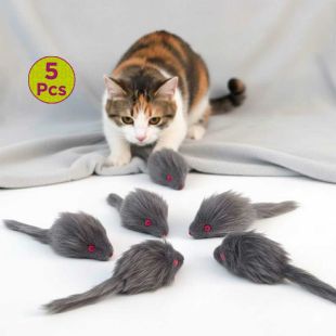 5 Pcs Gray Plush Mouse Toy for Cats