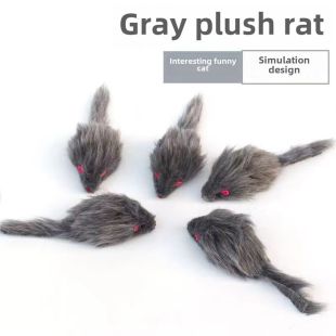 Gray Plush Mouse Toy 5 Pcs For Cats