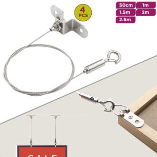 Adjustable Stainless Steel Hanging Wire Set with Flexible Joint - 4Pcs