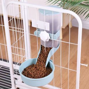 وعاء طعام معلق للحيوانات الأليفة مع حاوية