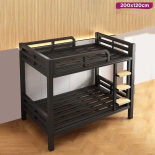 سرير معدني 2 طبقة مع 3 درجات سلم 200 × 120 سم - بدون تركيب