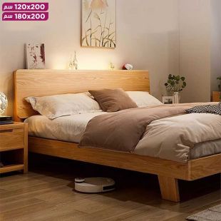 سرير بتصميم Nordic من خشب البلوط مع مدخل USB