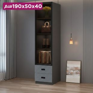 منظم ملابس AURORA من الخشب المضغوط بواجهة زجاجية و2 درج 40 × 50 × 190 سم