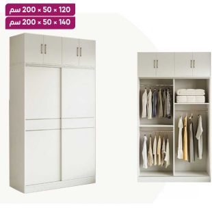 منظم ملابس ELMVALE من الخشب الصلب ببابين منزلقين مع وحدة علوية