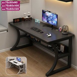 طاولة دراسة من خشب MDF وهيكل فولاذي مع رف سفلي