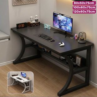 MDF Study Table with Steel Frame and Lower Shelf