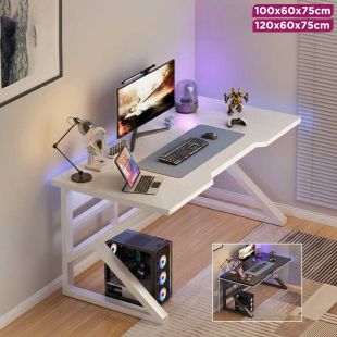 MDF Wood Study Desk with K-shaped Steel Base - Without Installation