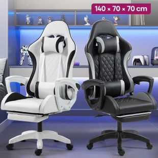 PVC Leather Gaming Chair with Footrest 140 × 70 × 70 cm