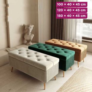 Long Storage Shoe Changing Stool with Metal Legs