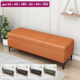 مقعد طويل بوحدة تخزين داخلية من الجلد الصناعي مع هيكل خشبي