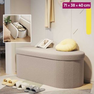 Folding Storage Bench with Faux Lambswool and MDF Frame 71 × 38 × 40 cm