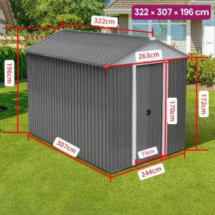 Double Steel Outdoor Storage Shed 322 × 307 × 196 cm - Without Installation