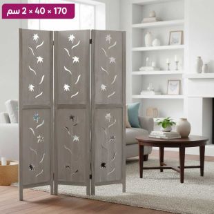 فاصل قابل للطي زخرفي منقوش من خشب البولونيا 170 × 40 × 2 سم