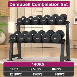 Professional Men’s Dumbbell Combination Set 140KG with Rack