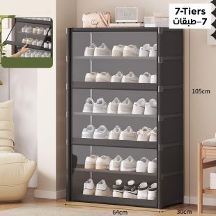 7 Tiers Transparent Dust Proof Shoe Rack with Doors
