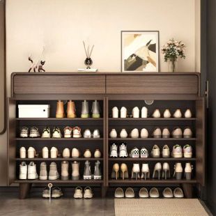 منظم أحذية من خشب MDF مع أبواب و أدراج 140 × 32 × 109 سم - بدون تركيب