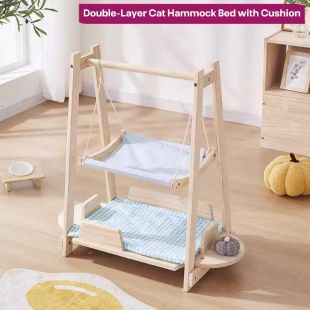 سرير أرجوحة مزدوج الطبقات مع وسادة للقطط