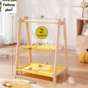 Two-Tier Wooden Cat Hammock - Yellow