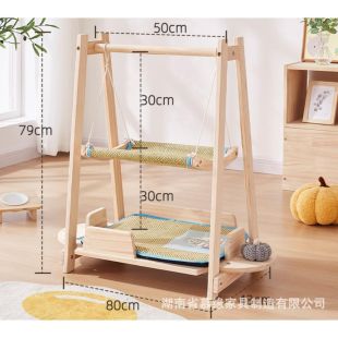 سرير أرجوحة خشبي بطبقتين للقطط