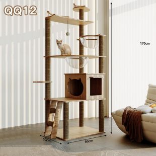 إطار تسلق خشبي متكامل للقطط