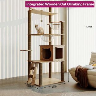 إطار تسلق خشبي متكامل للقطط