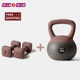 Training Set Square Dumbbell Pair 10LB with 15LB Kettlebell