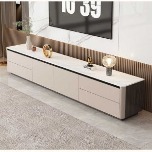 طاولة تلفزيون خشبية عصرية مع 4 أدراج وأبواب مزدوجة