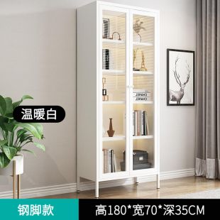 منظم معدني 5 طبقات بأبواب زجاجية - 180 × 70 × 35 سم