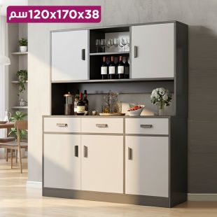 منظم من خشب MDF متعدد الإستخدامات مع أبواب وأدراج - 38 × 170 × 120 سم - بدون تركيب