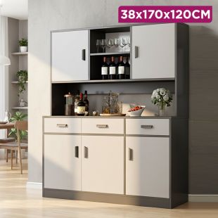 Multi-Purpose MDF Storage Cabinet with Doors and Drawers 38 × 170 × 120 cm - Without Installation