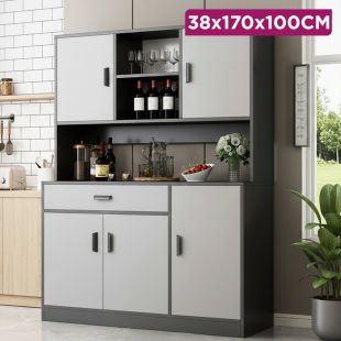 منظم خشبي متعدد الإستخدامات مع أبواب ودرج - 38 × 170 × 100 سم - بدون تركيب