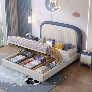 Solid Wood Kids Bed with Storage and Side Table 120 × 200 cm