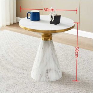 Marble Top Side Table with Marble Pattern Steel Base