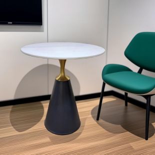 Marble Top Side Table and Round Steel Base