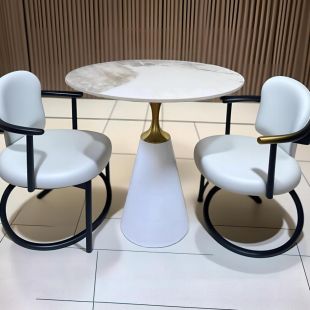 Marble Top Side Table with Compact Steel Base