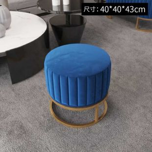 Round Velvet Makeup Stool with Metal Base 40 × 40 × 43 cm