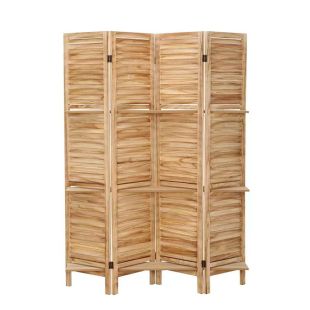 Paulownia Wood Foldable Four Panel Divider 170 × 40 × 2 cm