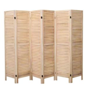 Foldable Paulownia Wood 6 Panel Divider 170 × 40 × 2 cm