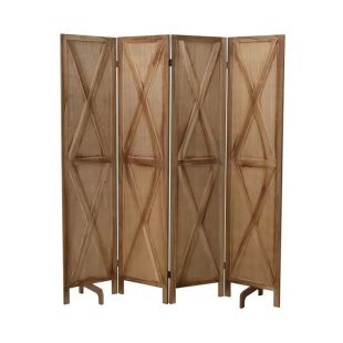 Foldable Paulownia Wood Cross Four Panel Divider 170 × 40 × 2 cm