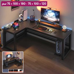 طاولة مكتب IRONRIDGE من خشب MDF شكل حرف L مع هيكل معدني