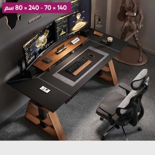 طاولة كهربائية IRONRIDGE من خشب صلب و جلد صناعي مع هيكل معدني